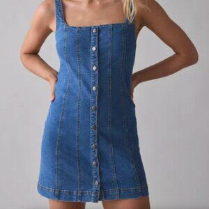 BDG Isla Denim Button-Front Shift Mini Dress